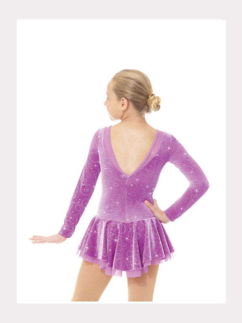 Eiskunstlauf Langarm Samtkleid  mit Glitzermotiv