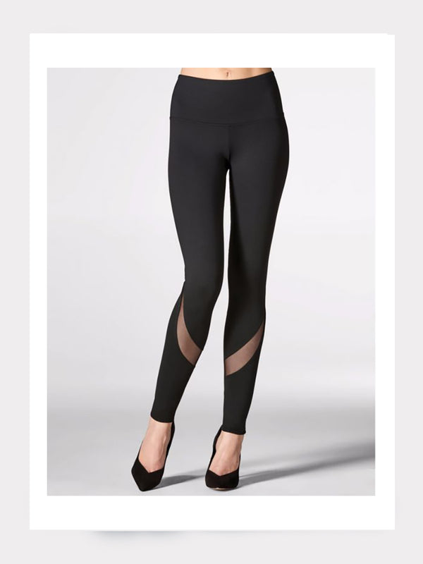 Tactel® Mesh Design Leggings in Schwarz