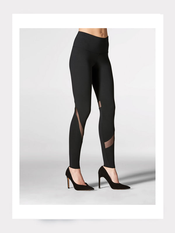 Tactel® Mesh Design Leggings in Schwarz