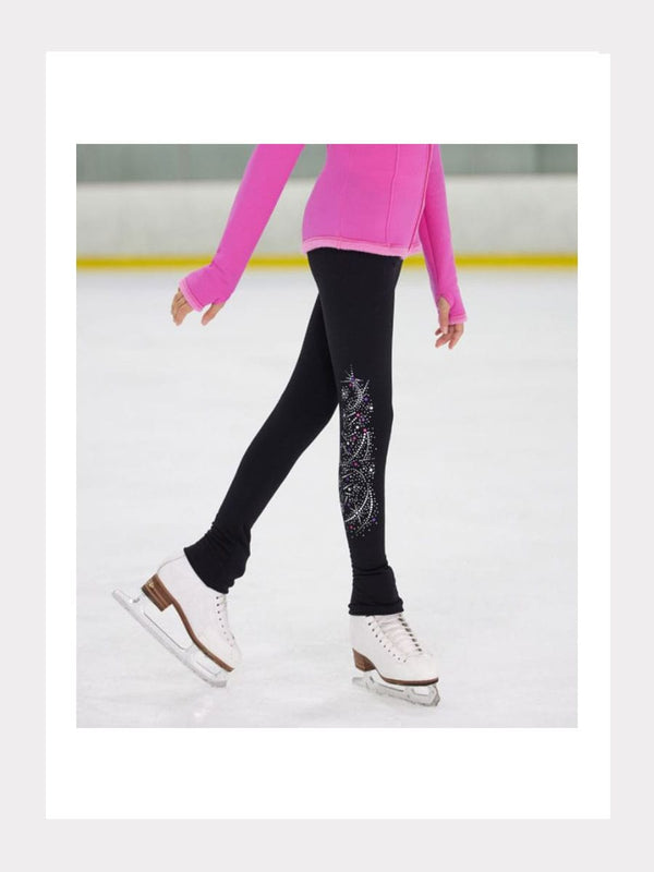 Polartec® Leggings Schwarz mit Kristallmotiv K