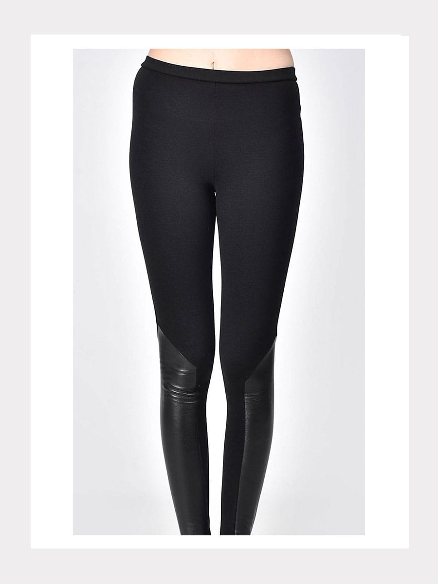 Leggings mit Echtledereinsatz