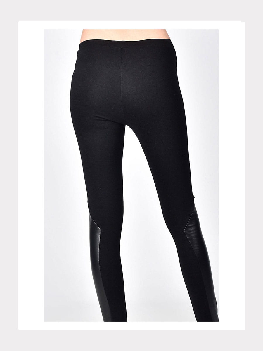 Leggings mit Echtledereinsatz