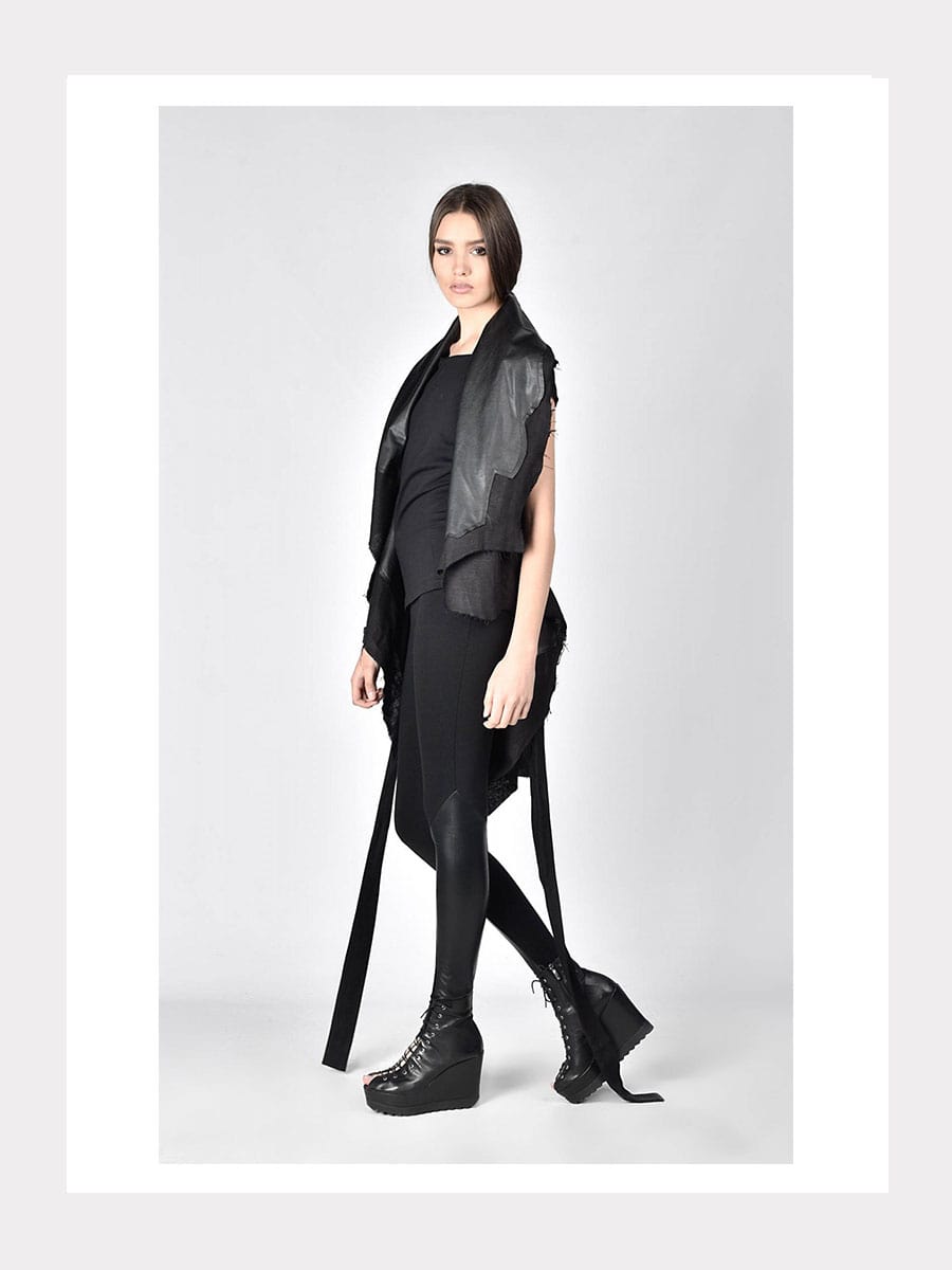 Leggings mit Echtledereinsatz