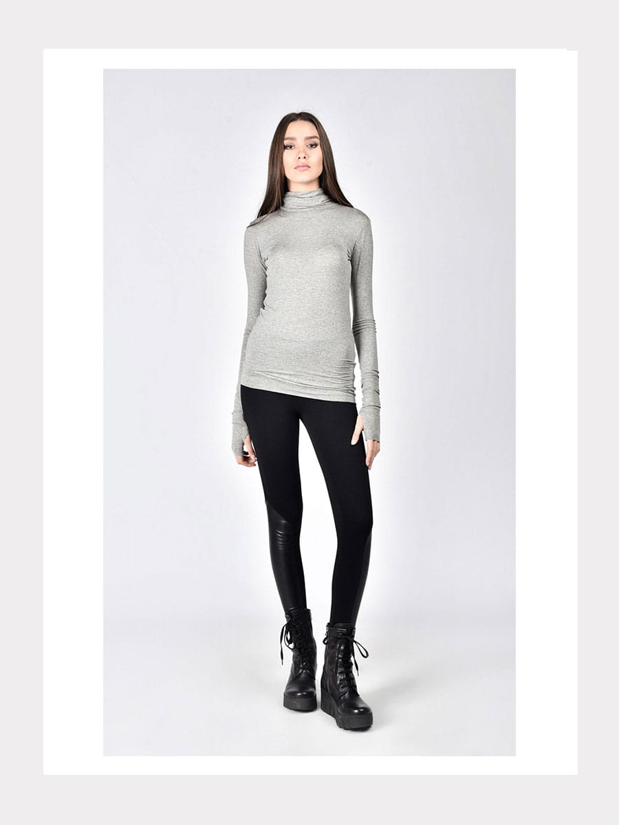 Leggings mit Echtledereinsatz