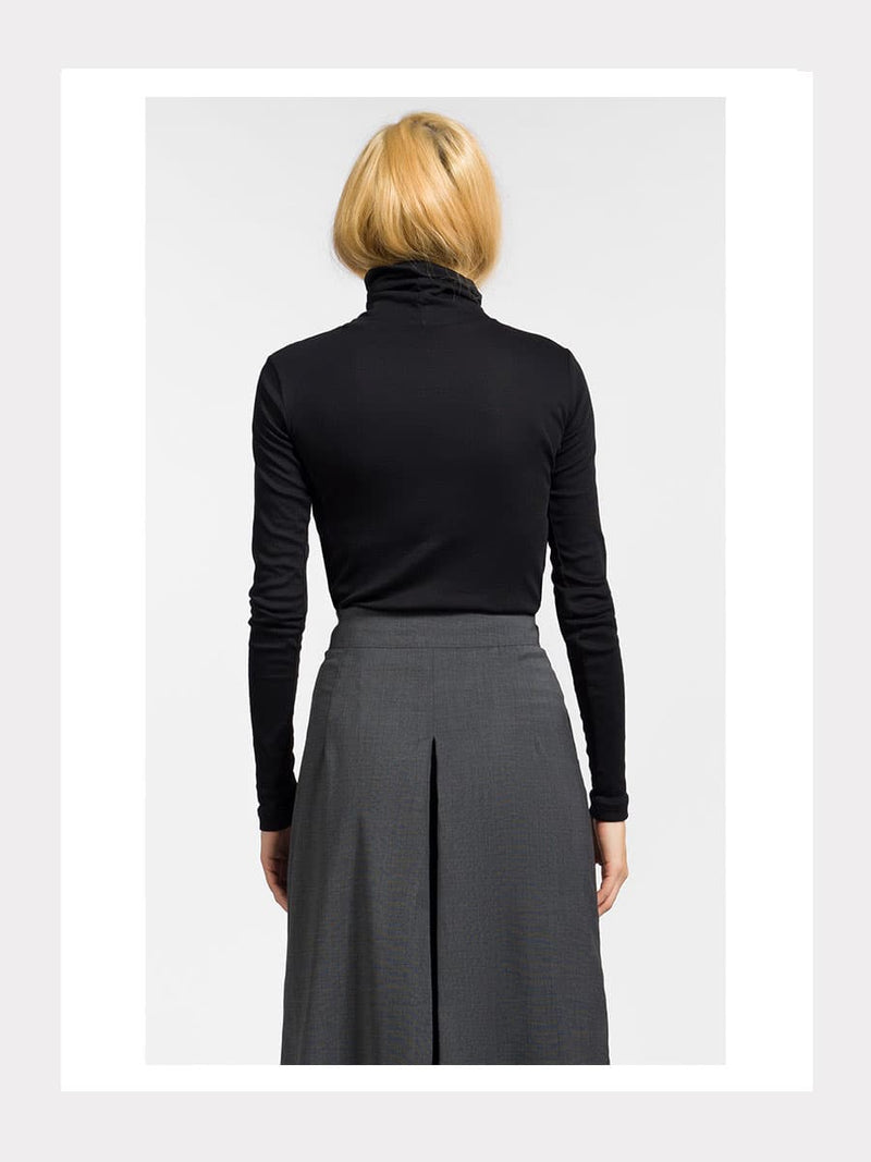 Wickel-Rollkragenpullover mit Ausschnitt