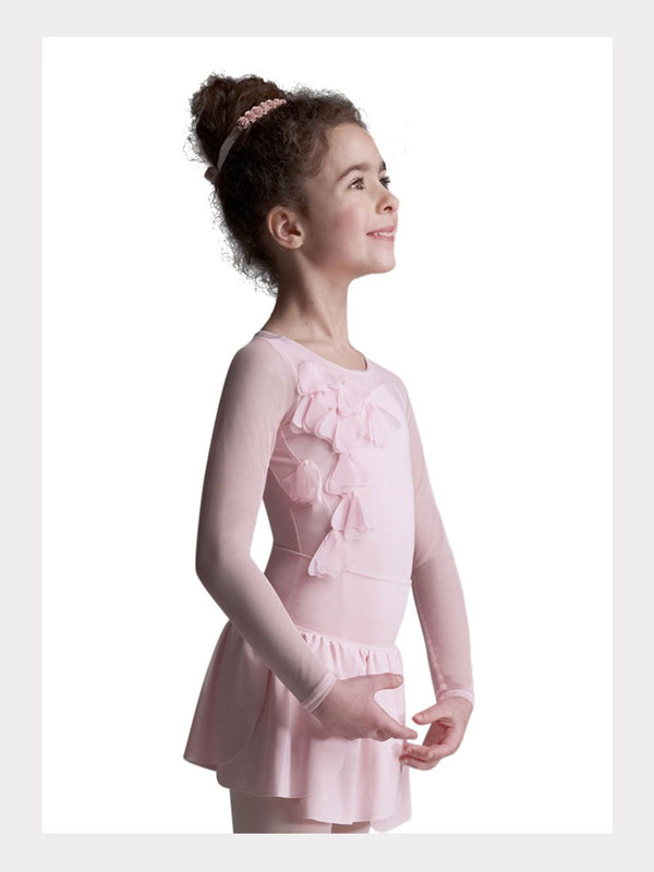 Asymmetrisches Langarm Ballett Trikot für Kinder Rosa