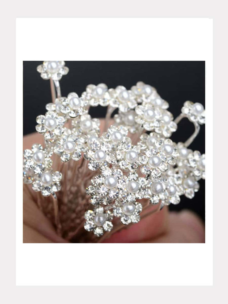 Haarnadeln mit Glitzersteinen und Perlen