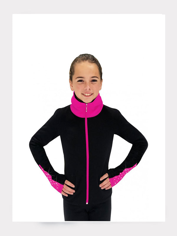 Elite Polartec®Trainingsjacke Schwarz/Candy Pink mit Kristallen