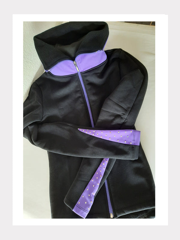 Elite Polartec®Trainingsjacke Schwarz/Violett mit Kristallen