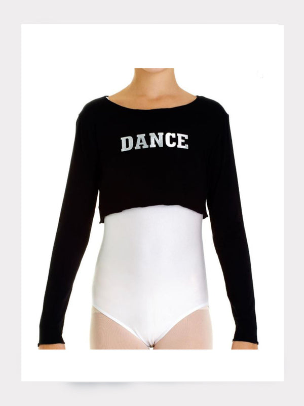 Tanz Crop Top in Schwarz - langarm