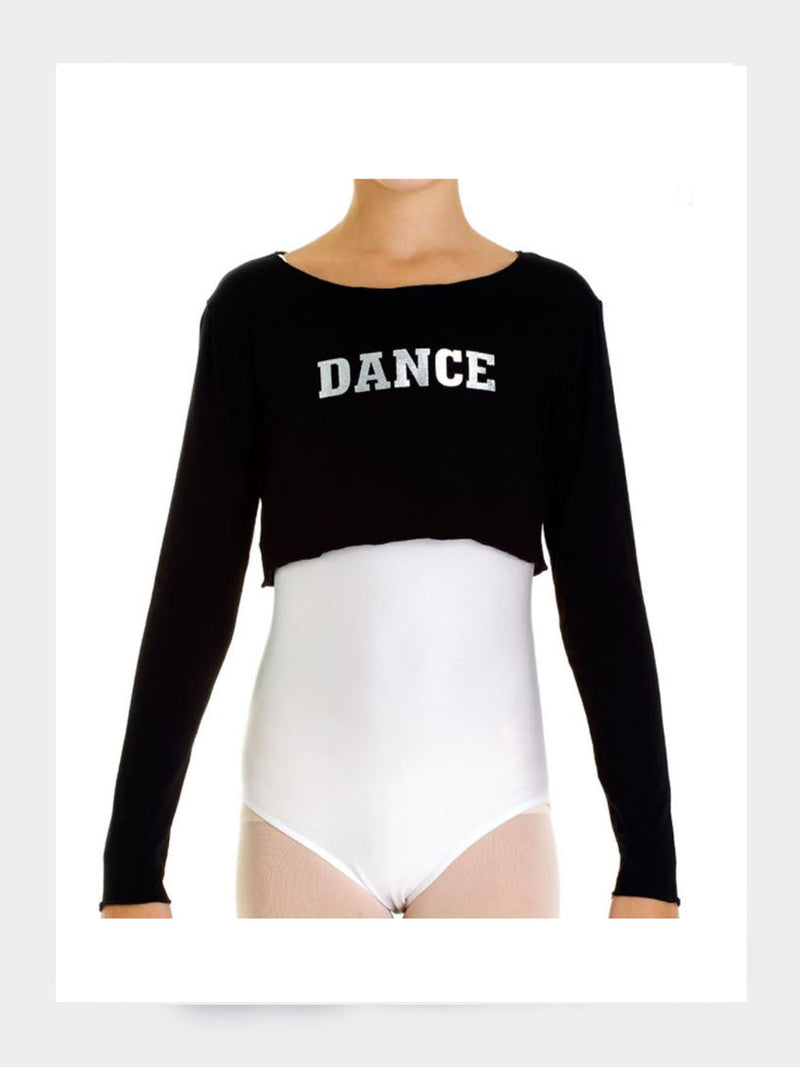 Tanz Crop Top in Schwarz - langarm