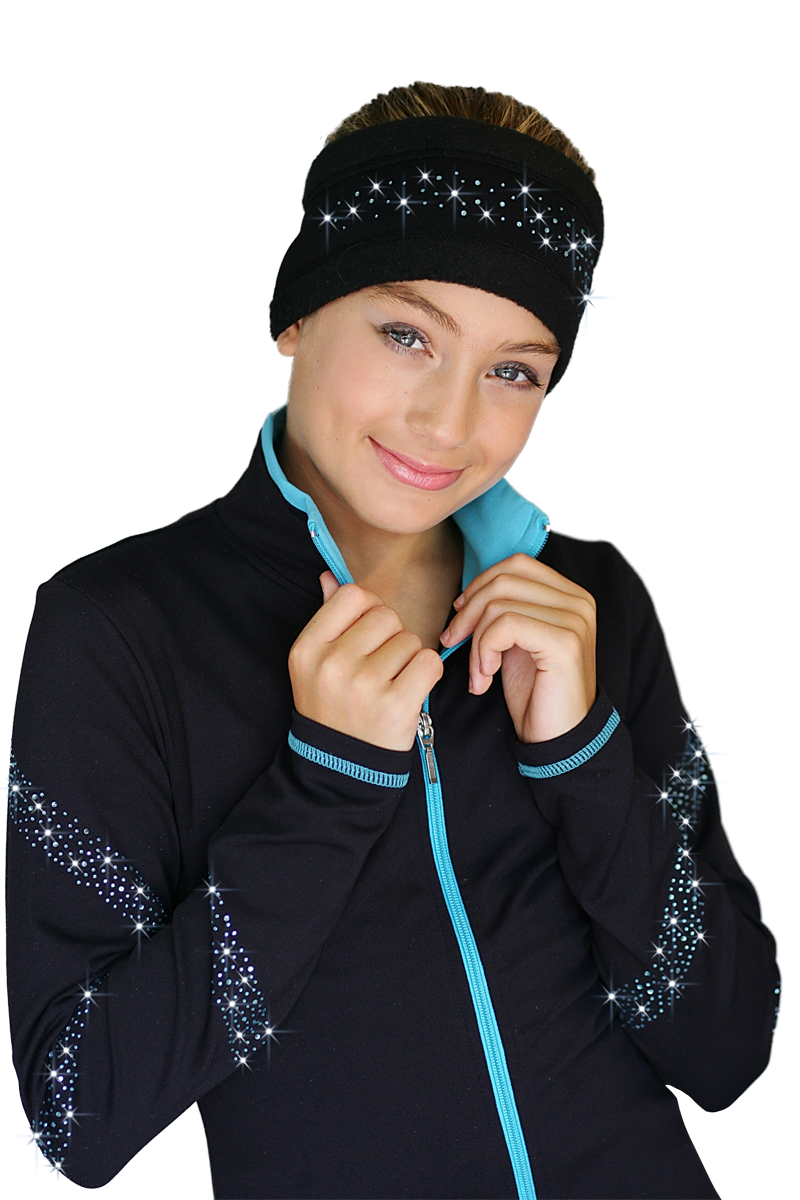 Chloe Noel Scarf Black Figure skating crystals