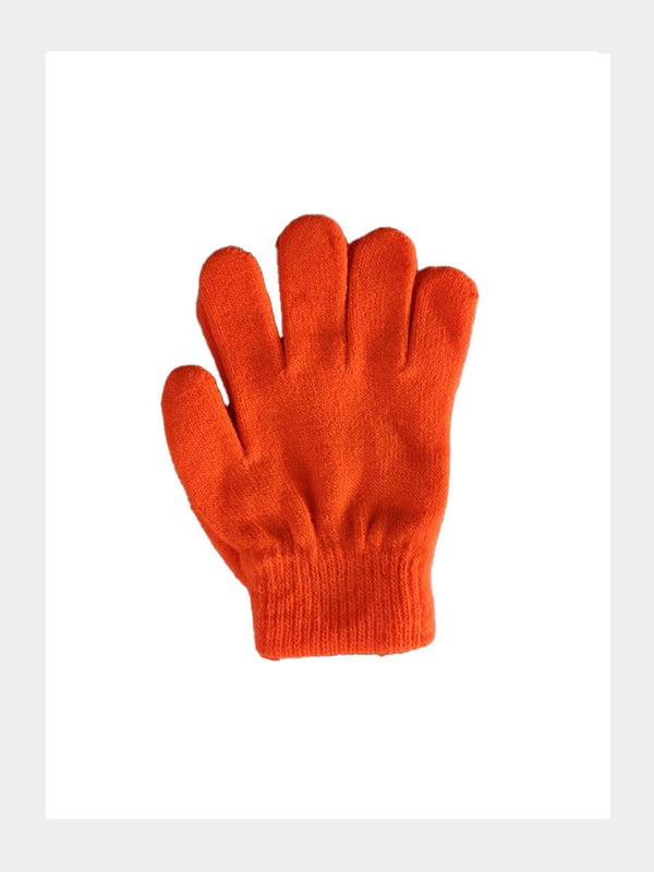 Strick-Handschuhe Orange Fluo mit Griff-Noppen