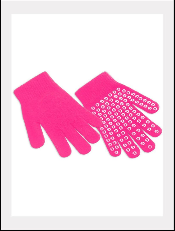 Strick-Handschuhe mit Griff-Noppen Neonfarbig