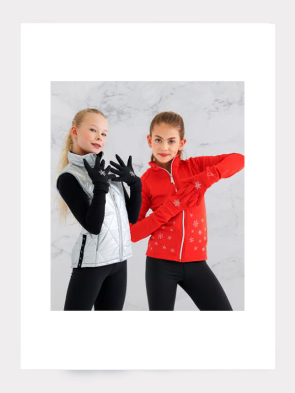 Eislauf Handschuh schwarz mit Kristallstern