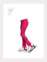Eislauf Leggings Pink mit Kristall-Design