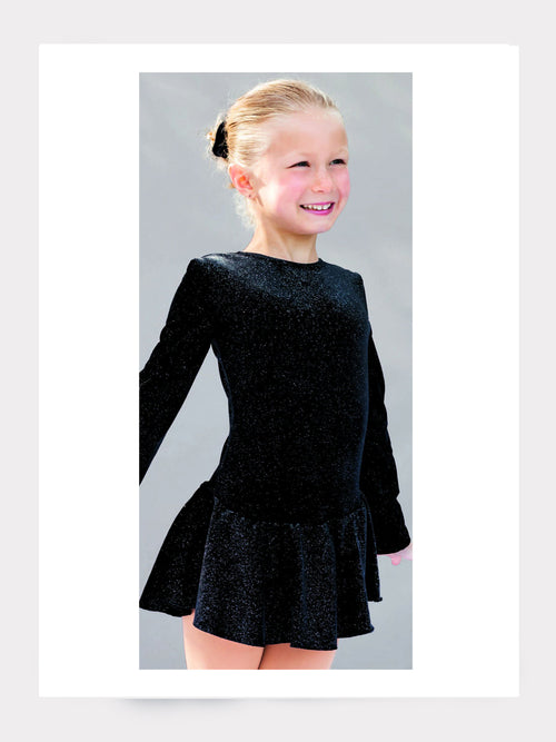 Eiskunstlauf Langarm Glitzersamtkleid (Sale +50%)