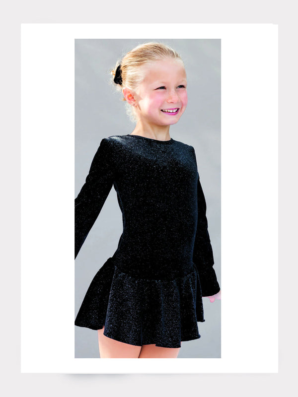 Eiskunstlauf Langarm Glitzersamtkleid (Sale +50%)