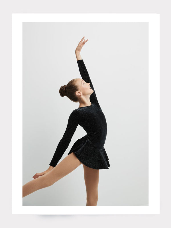 Eiskunstlauf Langarm Glitzersamtkleid (Sale +50%)