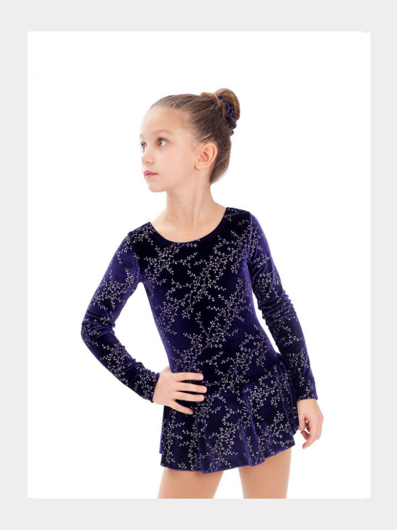 Mondor Langarm Samtkleid  mit Glitzermotiv