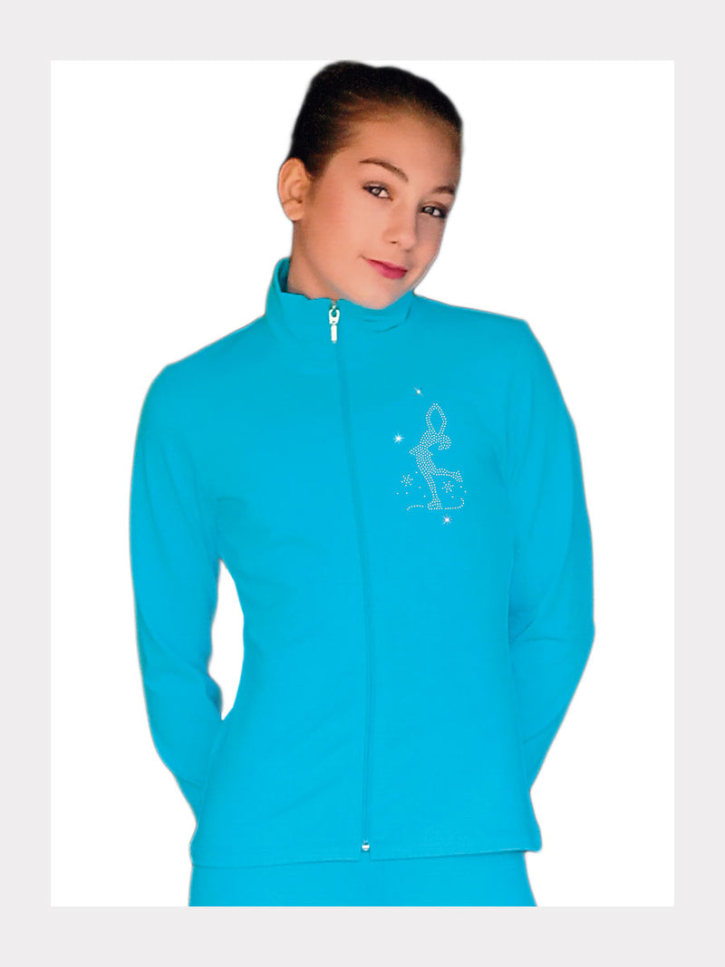 ChloeNoel Polar Fleece Eiskunstlaufjacke Hellblau mit Kristallen