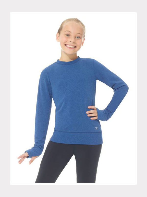 Thermo Eiskunstlaufshirt Langarm Blau Mondor für Kinder