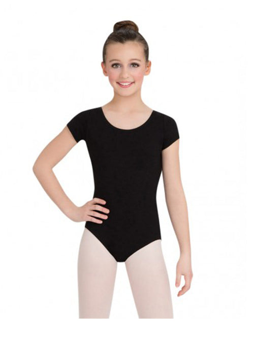 Carpezio Kurzarm Ballett Trikot Schwarz für Kinder