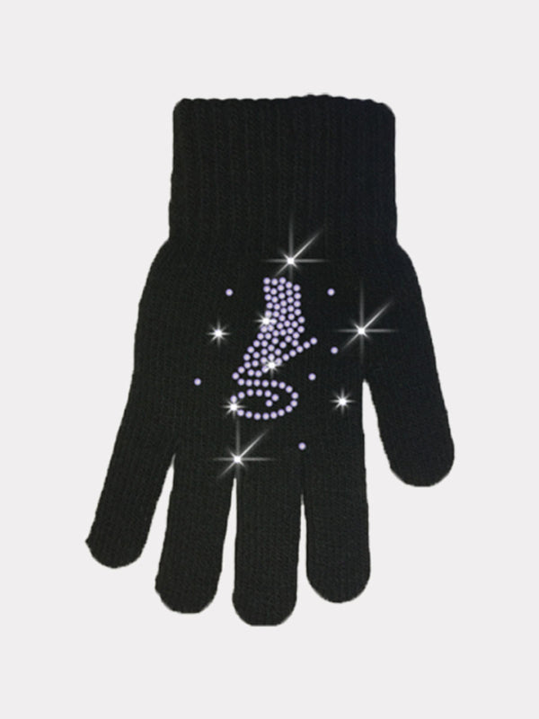 ChloeNoel eiskunstlauf handschuhe schwarz mit kristallen
