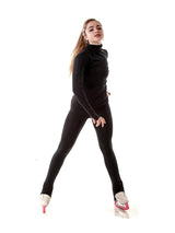 Eislauf Langarm Rollkragen-Shirt Schwarz